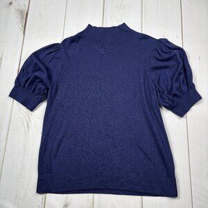 Puff Balloon Sleeve Halogen Navy Blue Short Sleeve Sweater Nordstrom XL Mock